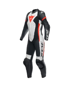 Dainese Grobnik Lady Leather 1PC Suit Perf. Schwarz/Weiss/Fluo-Rot