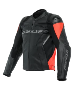 Dainese Racing 4 Leather Jacket Black-Fluo-Red