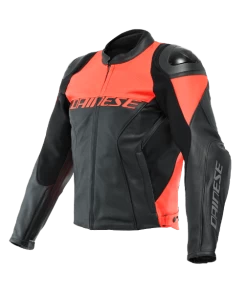 Dainese Racing 4 Leather Jacket Perf. Black-Fluo-Red