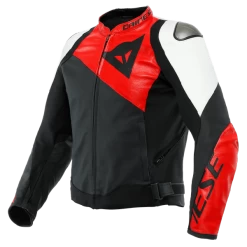 Dainese Sportiva Leather Jacket Black/Lava-Red/White