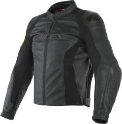Dainese VR46 Pole Position Leather Jacket Black Yellow